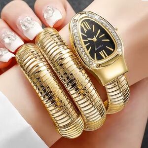 Luxe Gold Serpentine Snake Women's Watch